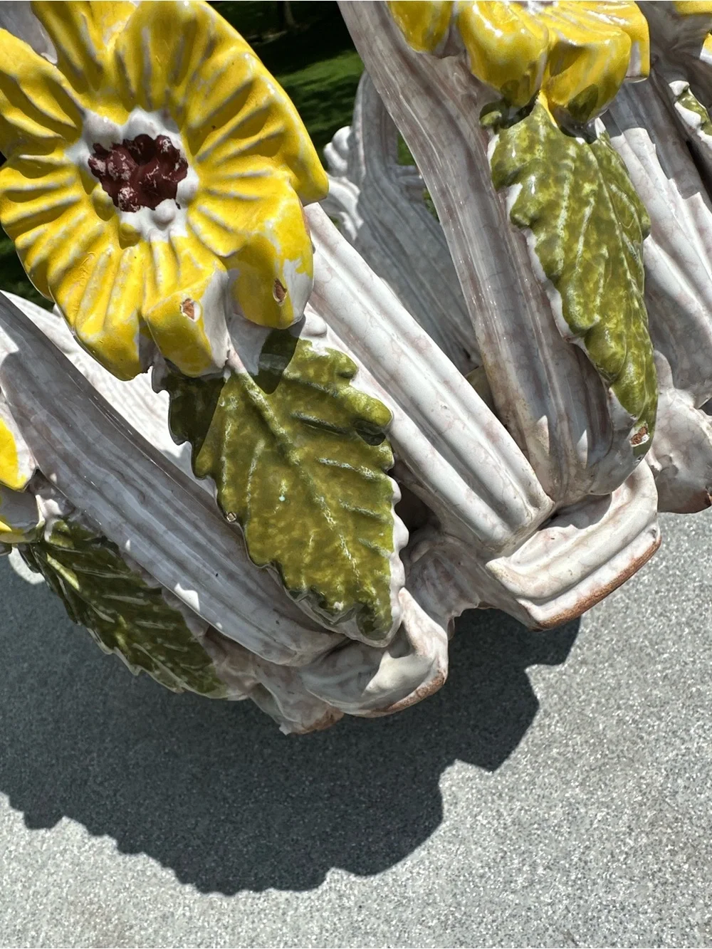Mid-Century Modern Italian Majolica cachepot (flower pot holder/jardinière)